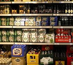 Bieren in het schap